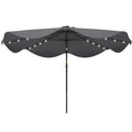 Solar Patio Umbrella with LED and Tilt, Outdoor Market Table Umbrella Parasol with Crank, 10 x 10 ft, Dark Grey