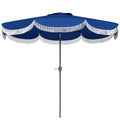 9FT Patio Umbrella Parasol, UPF 30+ Outdoor Market Umbrella with Crank, 8 Ribs, Push Button Tilt, Blue