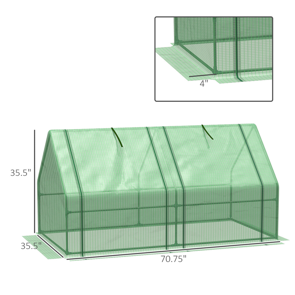 6' x 3' x 3' Portable Tunnel Greenhouse Outdoor Garden Mini with Large Zipper Doors & Water/UV PE Cover Green