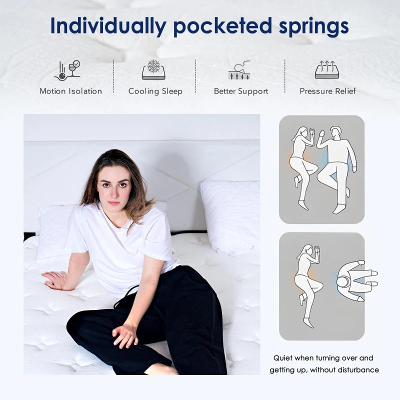 Full size memory foam hybrid mattress with pocket springs and compressed delivery