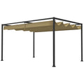 13' x 10' Patio Pergola with Retractable Canopy, Outdoor Sun Shelter, Yard Shade, Khaki