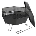 20" Fire Pit with Fire Poker, Foldable Wood Burning Firepits with Lid, Portable Firepit, Black