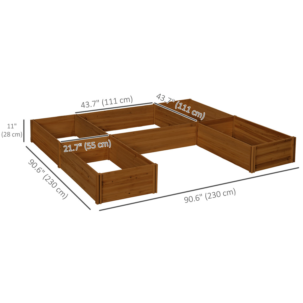 DIY 5-box Garden Planter with Open Bottom for Outdoor Plants, Vegetables, Flowers, Herbs, Brown