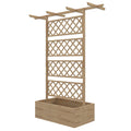 Wooden Planter with Trellis Privacy Screen, Raised Garden Bed to Grow Vegetables, Herbs and Flowers, Natural