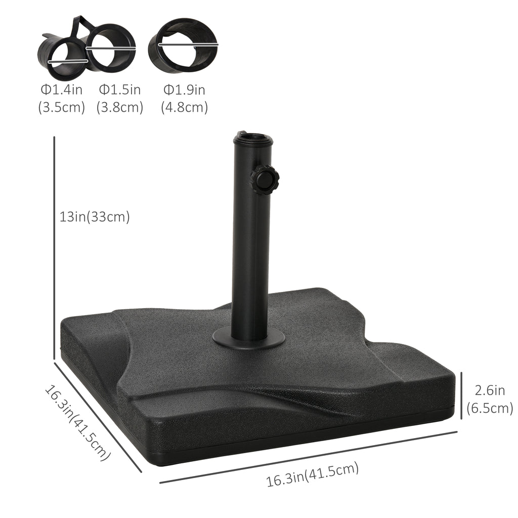 44lbs Square Cement Patio Umbrella Base Stand, Outdoor Garden Parasol Base Umbrella Weight Stand Holder Fits Î¦1.3", Î¦1.5" and Î¦2.0" Pole - Black