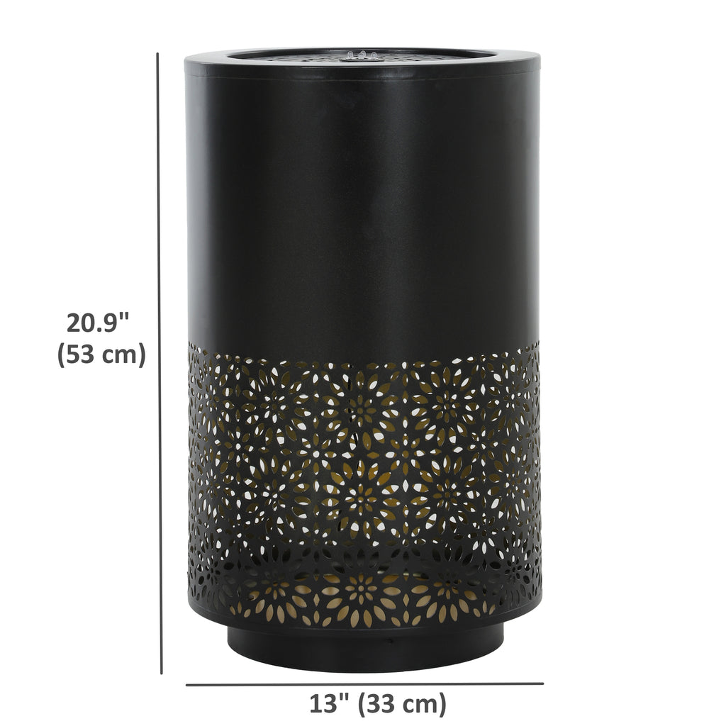 21" Tall Garden Waterfall Fountain with LED Lights, Outdoor Water Fountain Water Feature with Adjustable Flow, Black