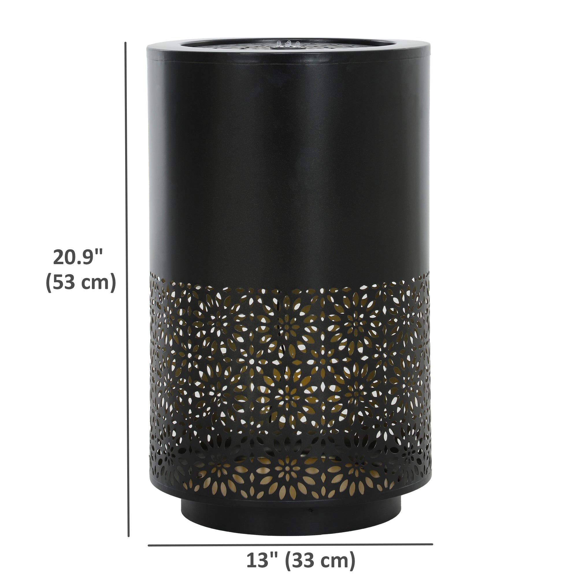 21" Tall Garden Waterfall Fountain with LED Lights, Outdoor Water Fountain Water Feature with Adjustable Flow, Black