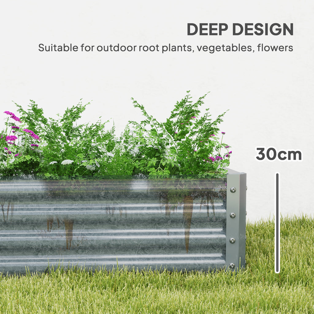 6 x 3 x 1ft Galvanized Raised Garden Bed, Reinforced Outdoor Planter Box with Open Bottom, Silver