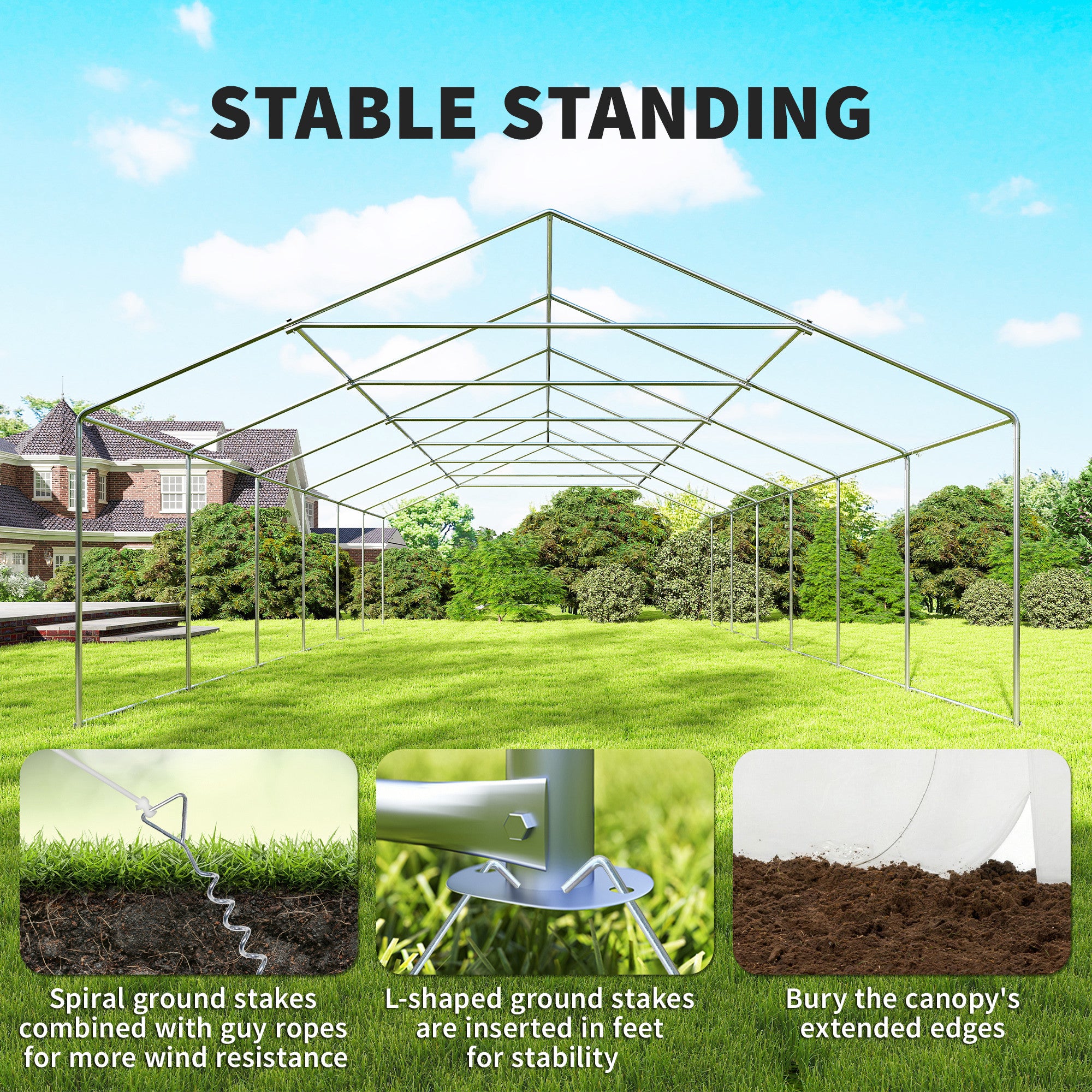 Heavy Duty Party Tent, 20' x 40' Large Sun Shade Canopy Tent for Parties, Wedding, Events, BBQ Grill, White