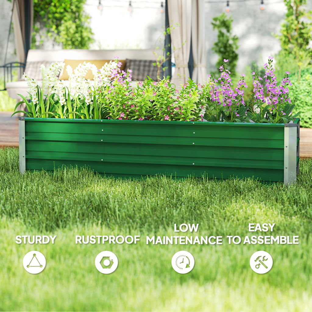 6' x 1.5' x 1.3' Galvanized Raised Garden Bed, Elevated Large Metal Planter Box w/ Install Gloves for Backyard, Patio to Grow Vegetables, Herbs, and Flowers, Green