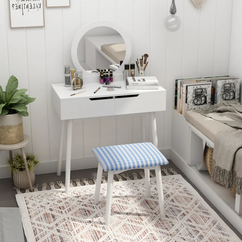 Affordable makeup vanity desk with round mirror