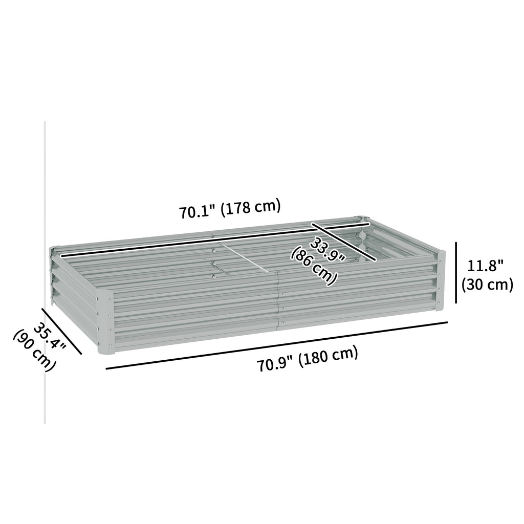 6 x 3 x 1ft Galvanized Raised Garden Bed, Reinforced Outdoor Planter Box with Open Bottom, Silver