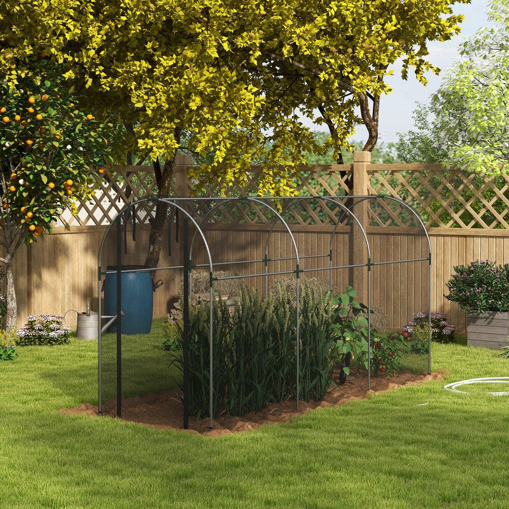 Galvanized Steel Crop Cage, Plant Protection Tent with Zippered Door, 4' x 12', Black