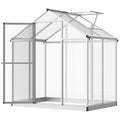 4' x 6.2' x 6.4' Walk-in Garden Greenhouse, Polycarbonate Panels Plants Flower Growth Shed, Cold Aluminum Frame Outdoor Portable Warm House