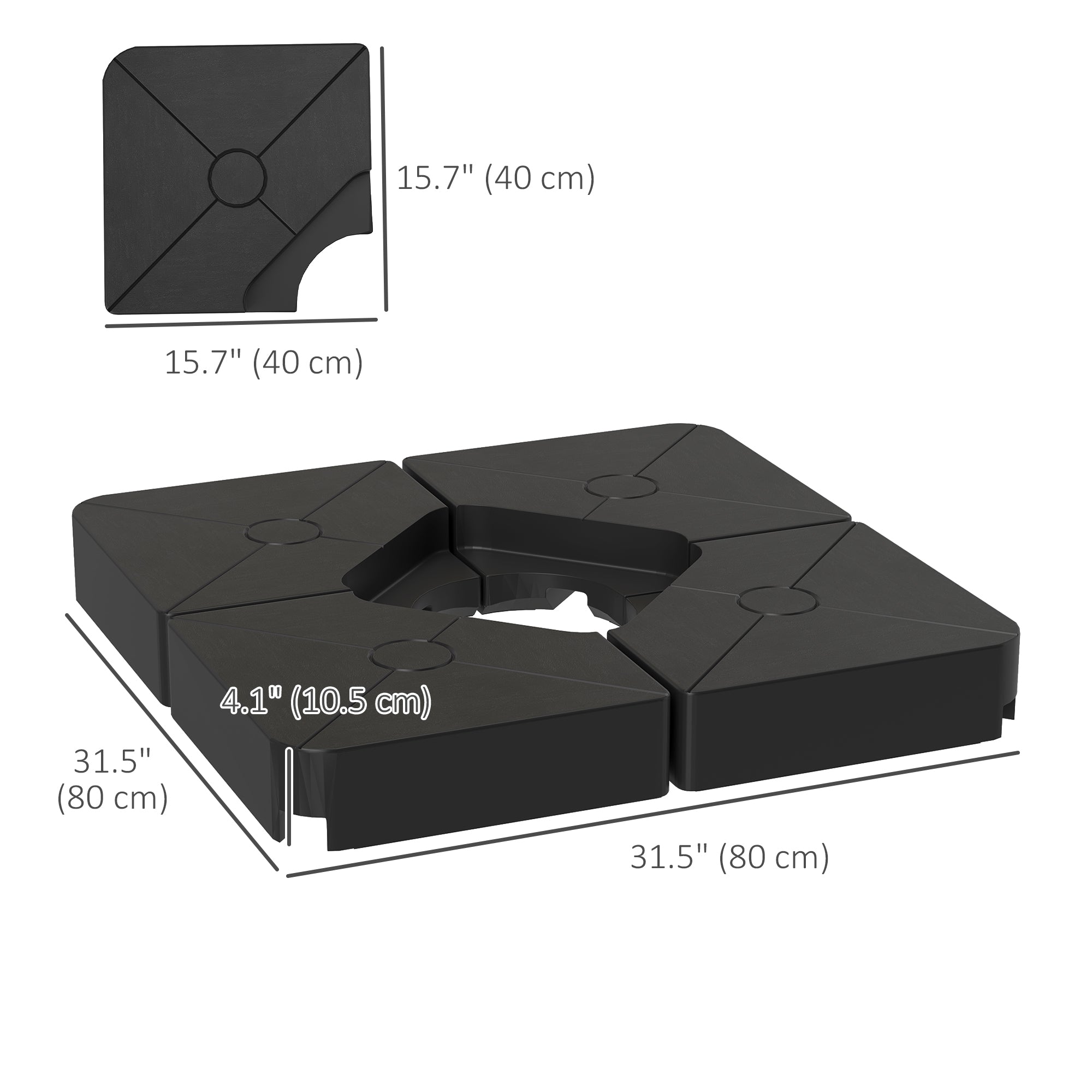Umbrella Weights for Cantilever Parasols, Set of 4 Heavy Duty Parasol Base Weights, Black