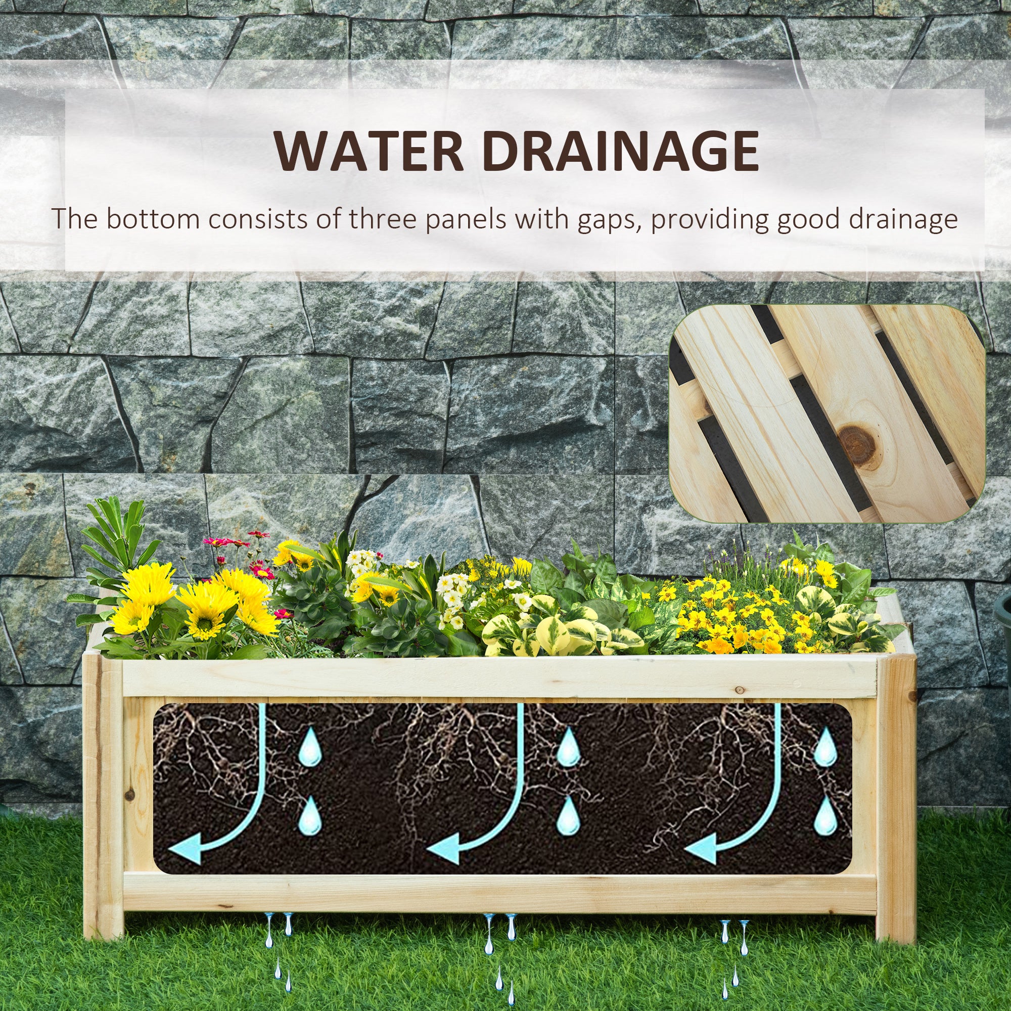 Foldable Elevated Planter Box, Wooden Raised Garden Bed for Backyard, Patio to Grow Vegetables, Herbs, Flowers, Natural