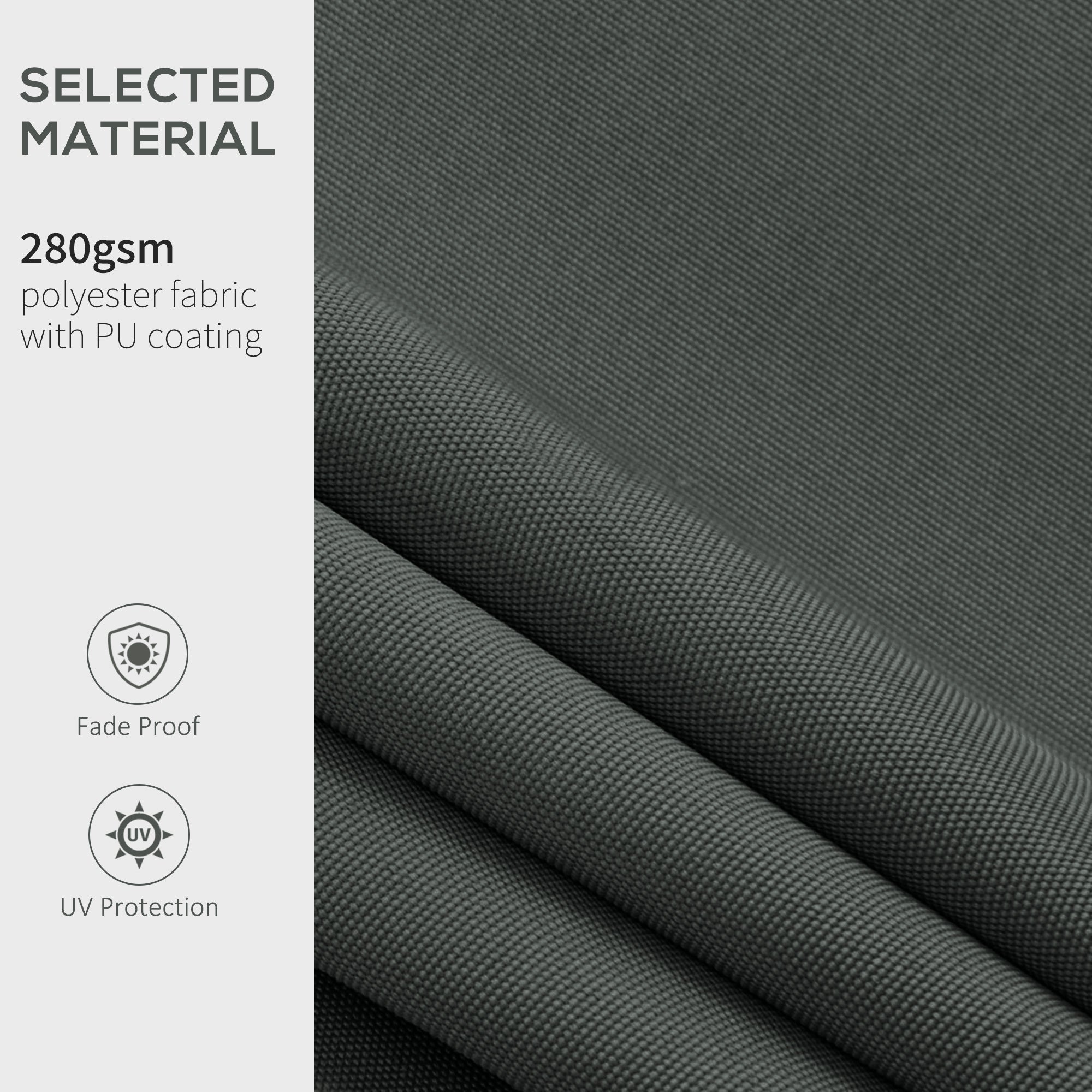 10' x 8' Retractable Awning Fabric Replacement Outdoor Sunshade Canopy Awning Cover, UV Protection, Grey