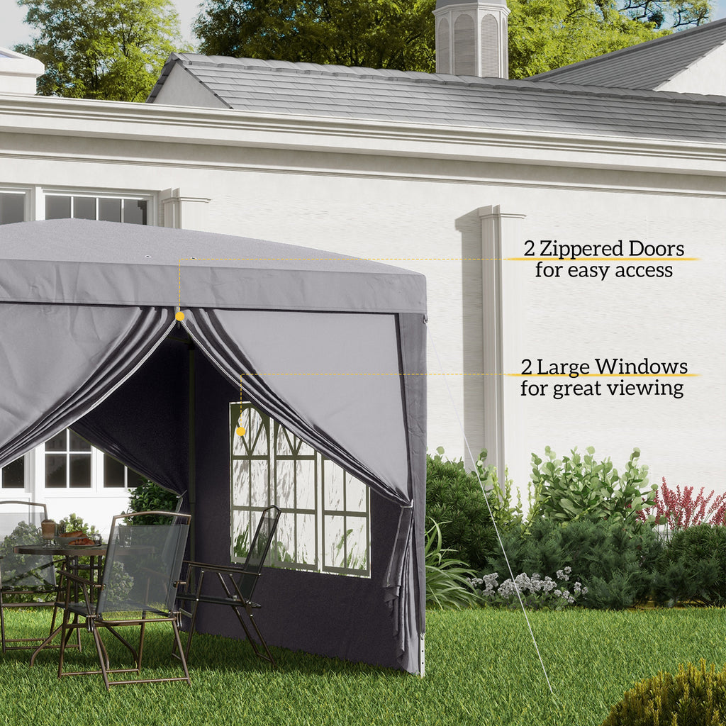 10'x10' Outdoor Pop Up Party Tent Wedding Gazebo Canopy with Carrying Bag (Grey)