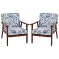 2 PCS Modern Accent Chairs with Cushioned Seat, Upholstered Linen-Feel Armchair for Bedroom, Living Room, Multicolored