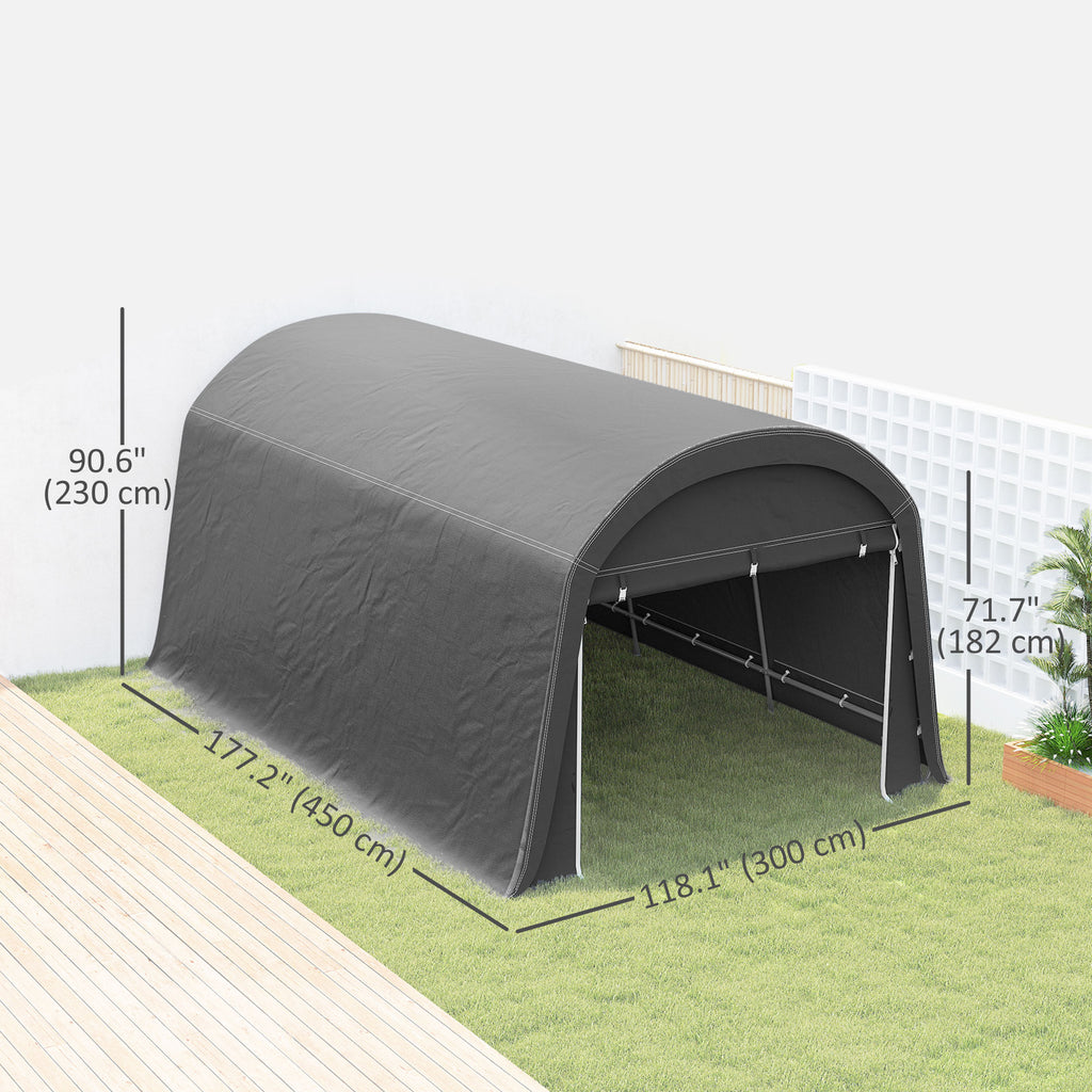 10' x 15' Portable Shed, Outdoor Storage Shed Tent with Roll-Up Zipper Door for Patio Garden Garage, Dark Grey