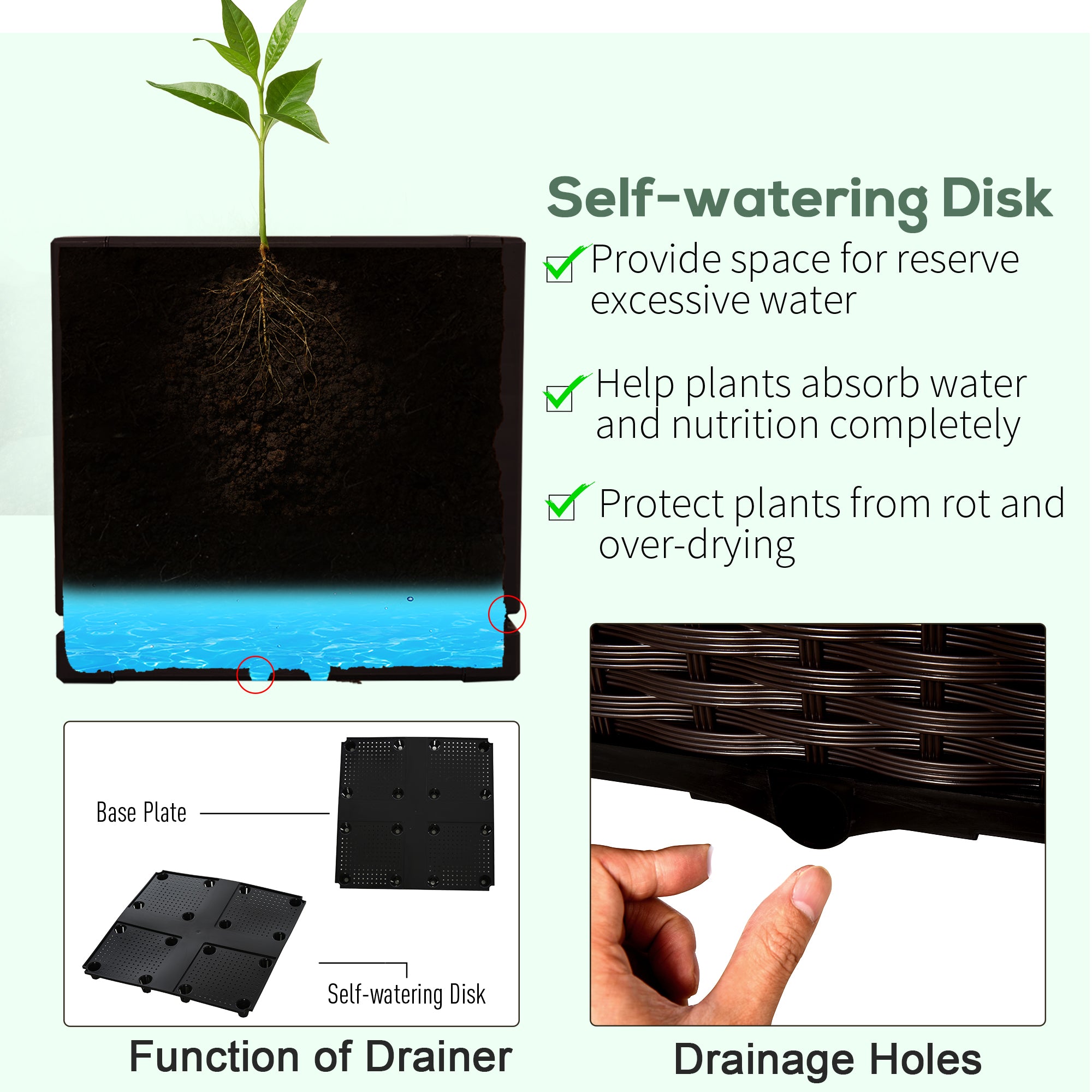 2 Piece Raised Garden Bed PP Raised Flower Bed Vegetable Herb Grow Box Stand Brown