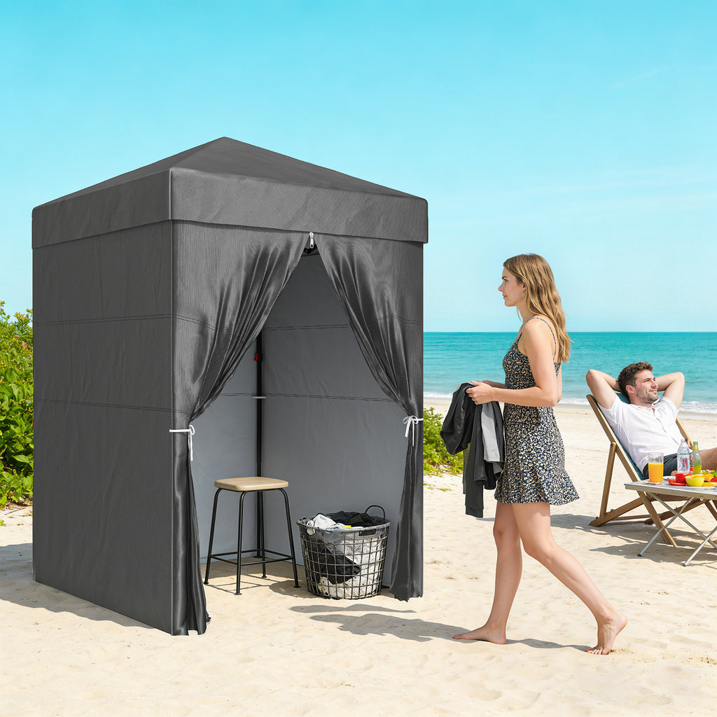 5 x 5 ft Compact Pop Up Canopy Tent, UPF 50+ Changing Room, Portable Instant Privacy Canopy with Mesh Window, Dark Grey