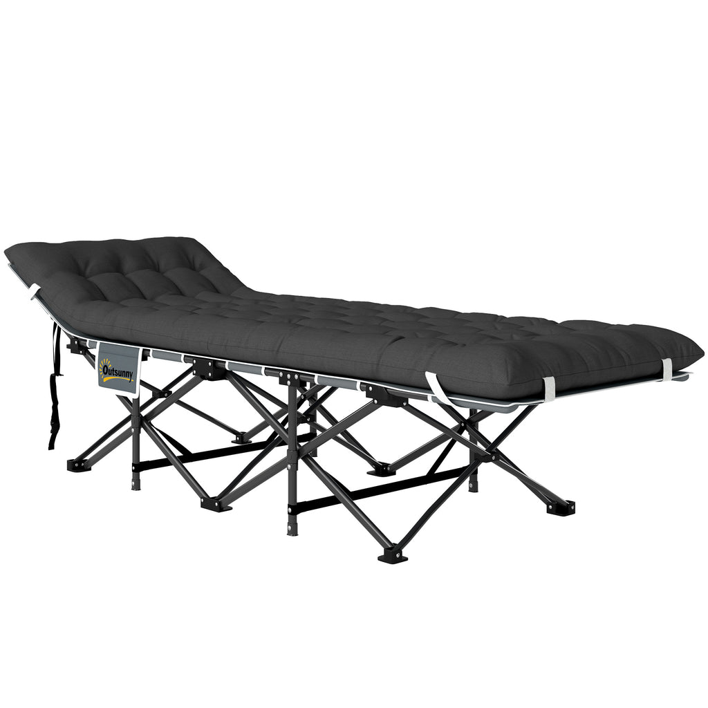 26.8" Wide Folding Bed, Camping Cot for Adults with Cushion, Carry Bag, Max Load 330 LBS, Black