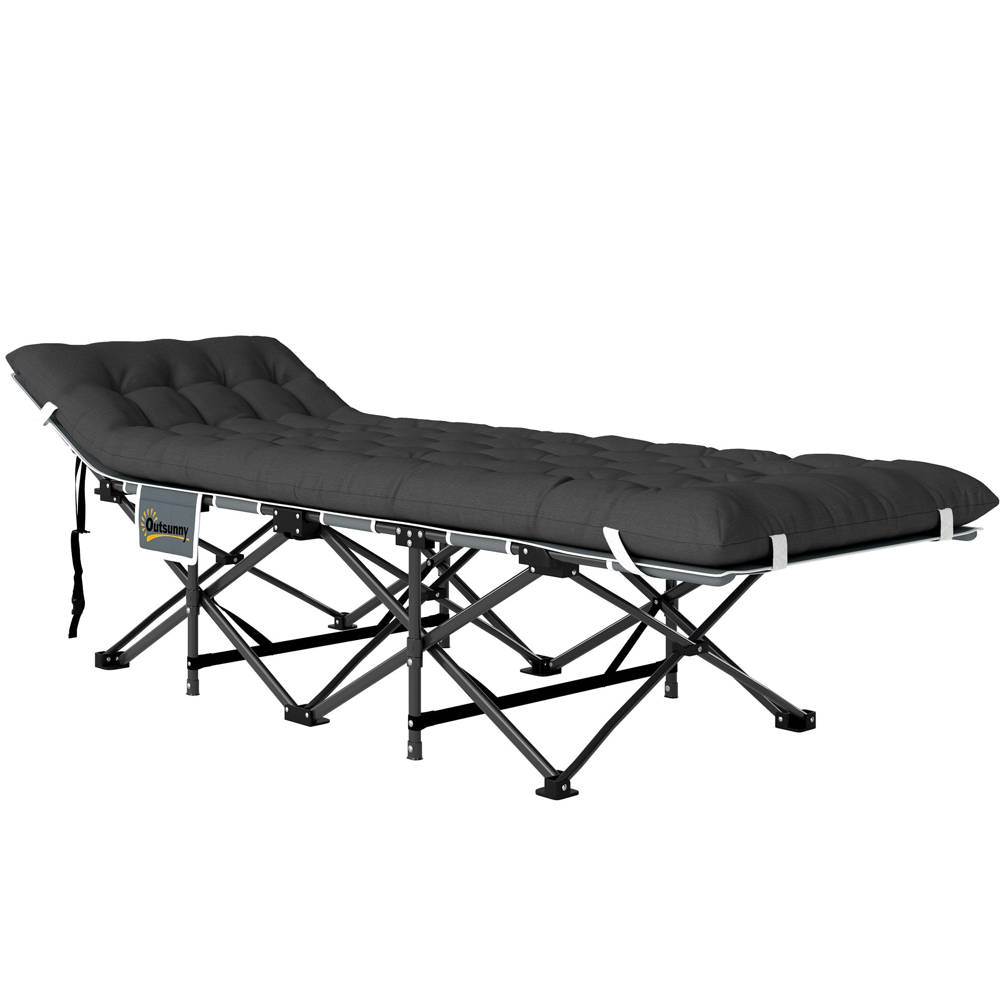 26.8" Wide Folding Bed, Camping Cot for Adults with Cushion, Carry Bag, Max Load 330 LBS, Black