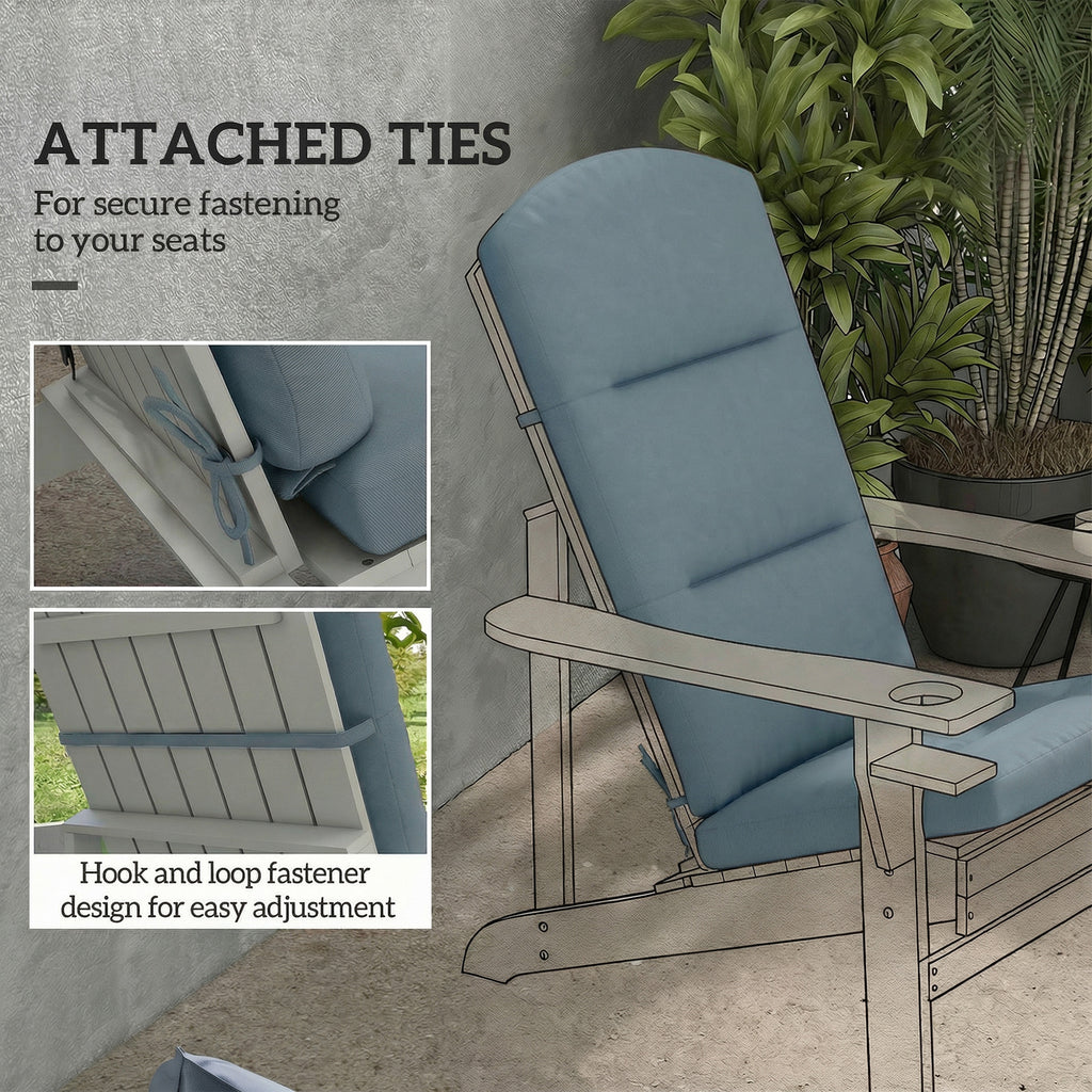 Patio Chair Cushion for Adirondack Chairs Replacement Cushion with Back and Ties, Dark Grey