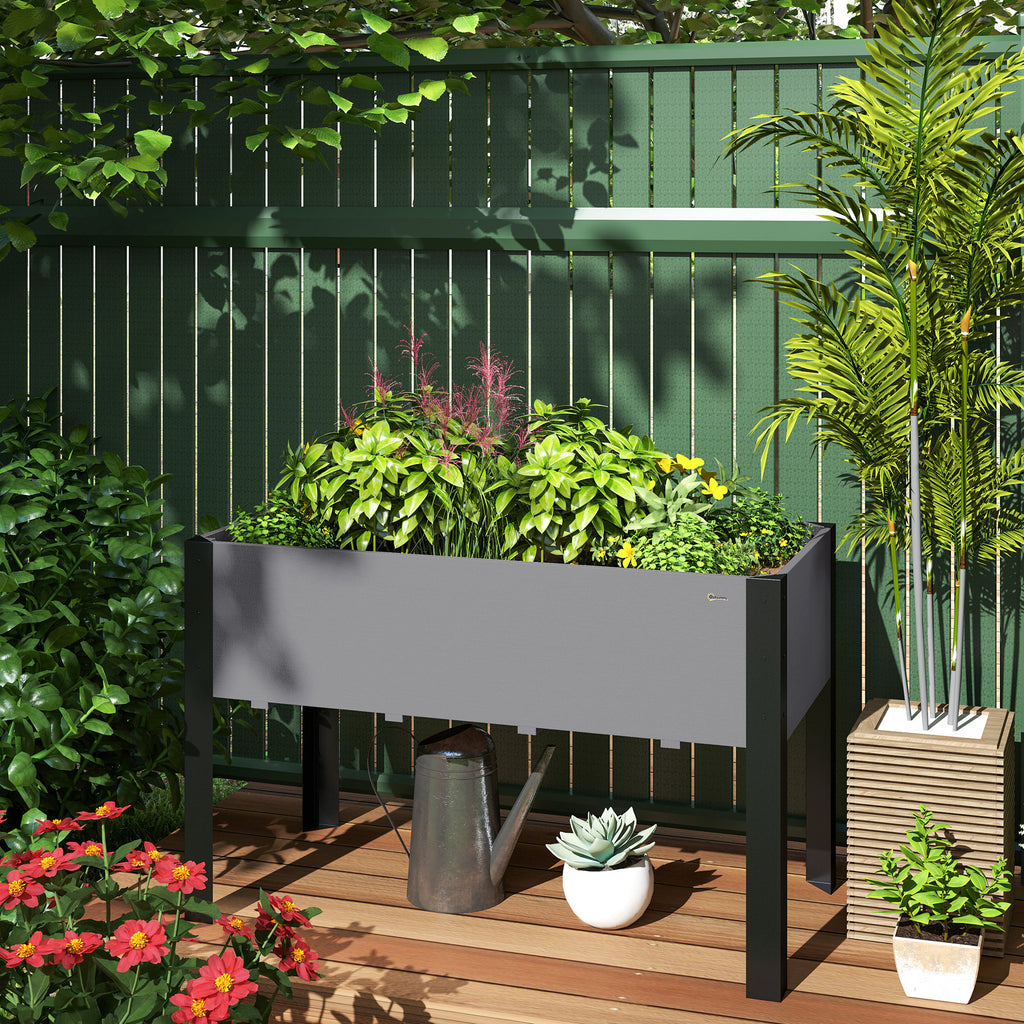 Raised Garden Bed, Elevated Planter Box, 47"x24"x29" with Legs, Metal Frame, Wooden Planter Pot for Backyard, Patio to Grow Vegetables, Herbs, and Flowers, Grey