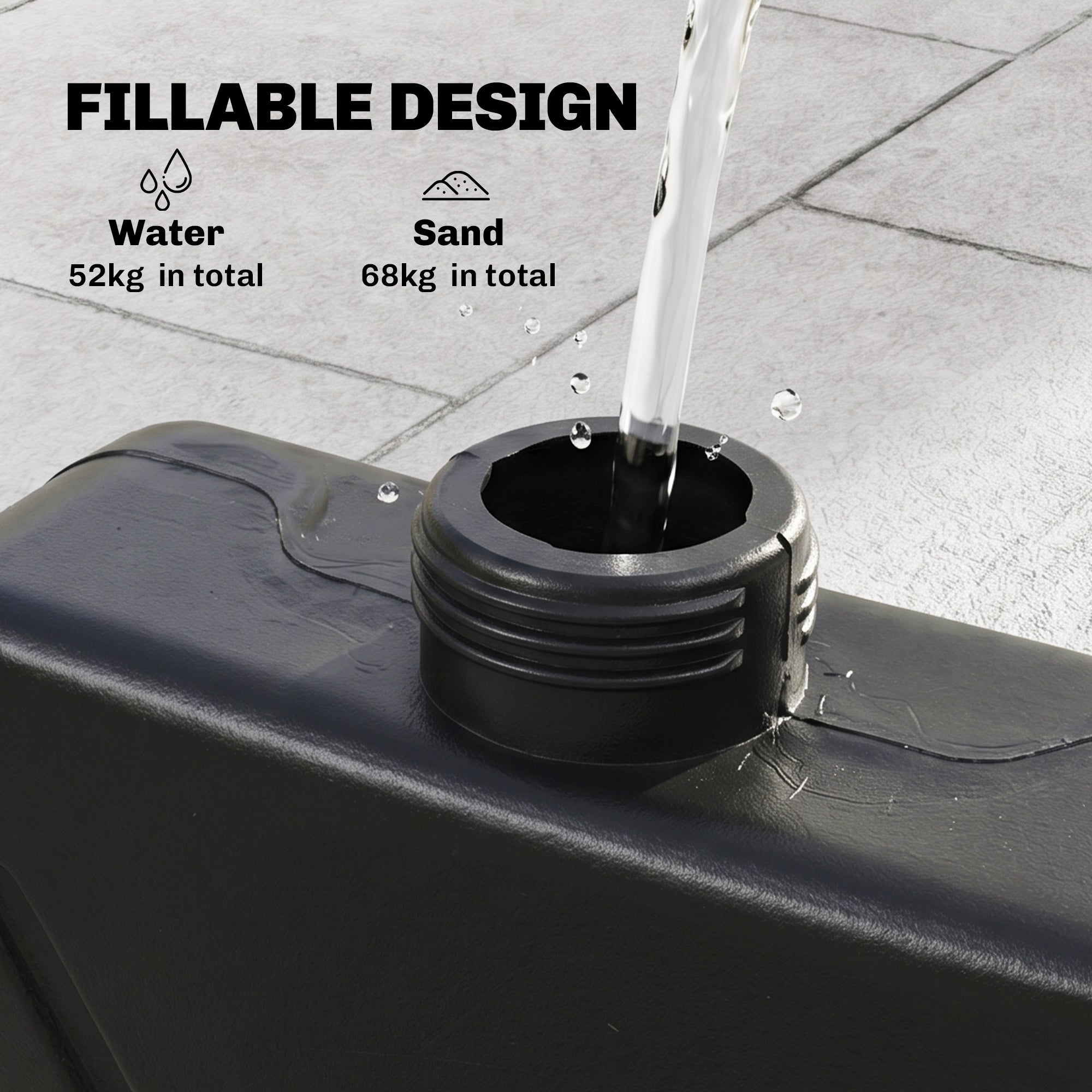 4PCs Cantilever Umbrella Base Weights for Offset Banana Parasol, Wicker Effect HDPE Water or Sand Filled Patio Umbrella Weights with Built-in Handles, Black