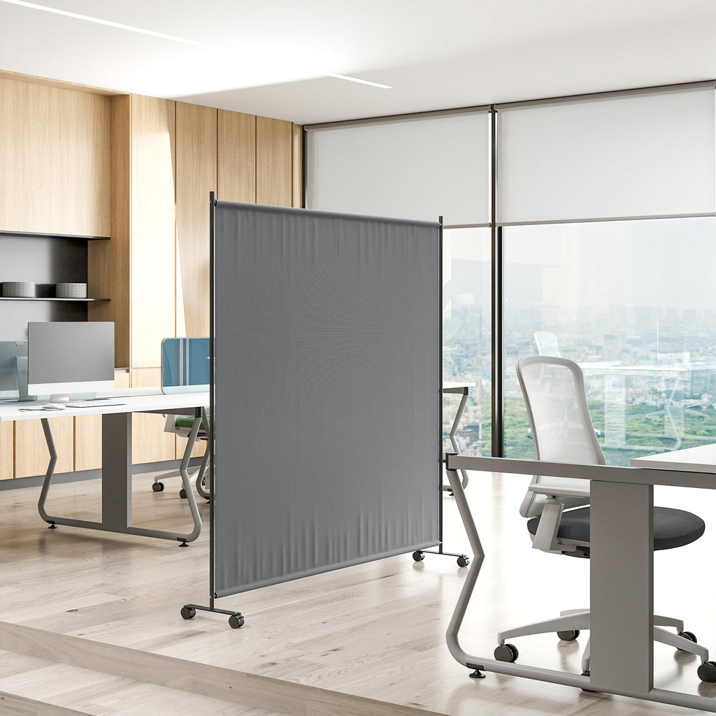 Indoor Room Divider with Castor Wheels, Rolling Privacy Screen for Home Office Bedroom, 6ft Tall
