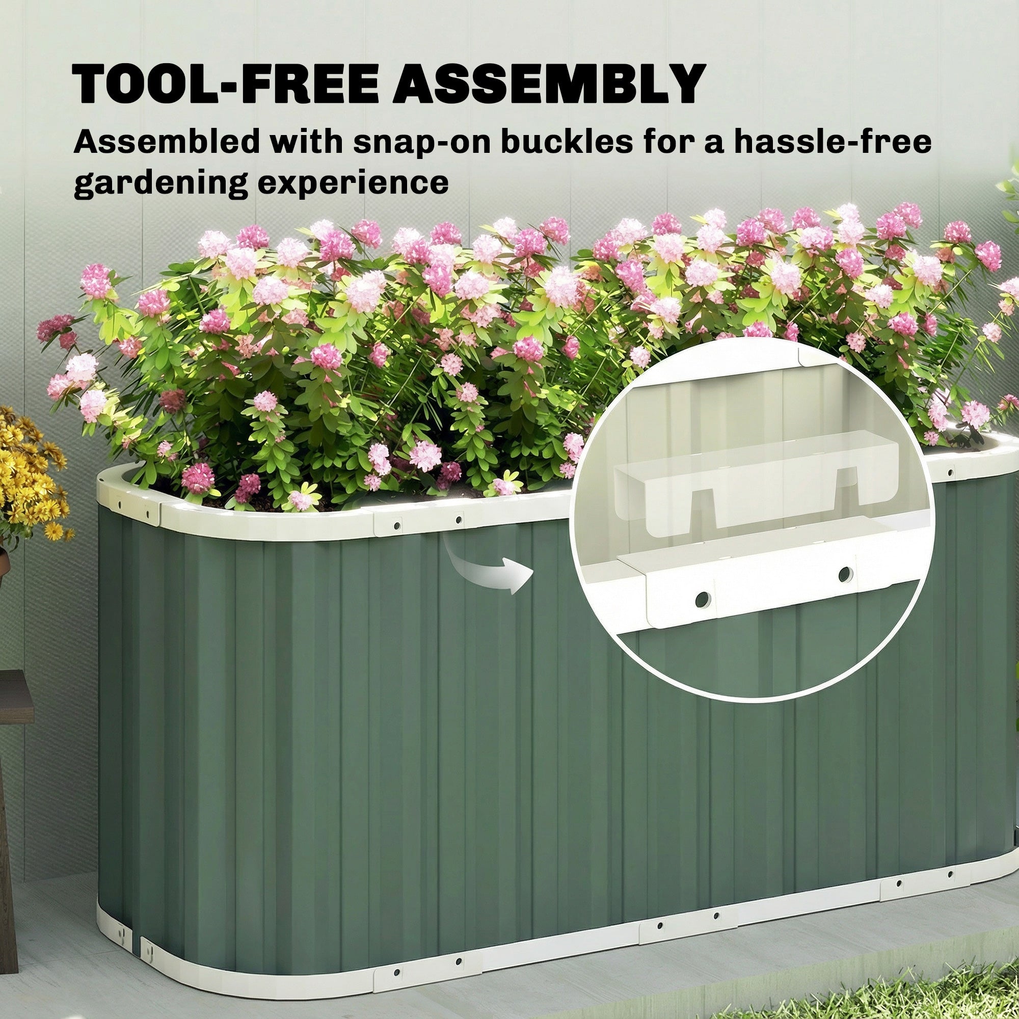 Galvanized Raised Garden Bed, Deep Root Planter Box, Outdoor Garden Bed with Plant Labels, 4.5' x 2' x 2', Light Green