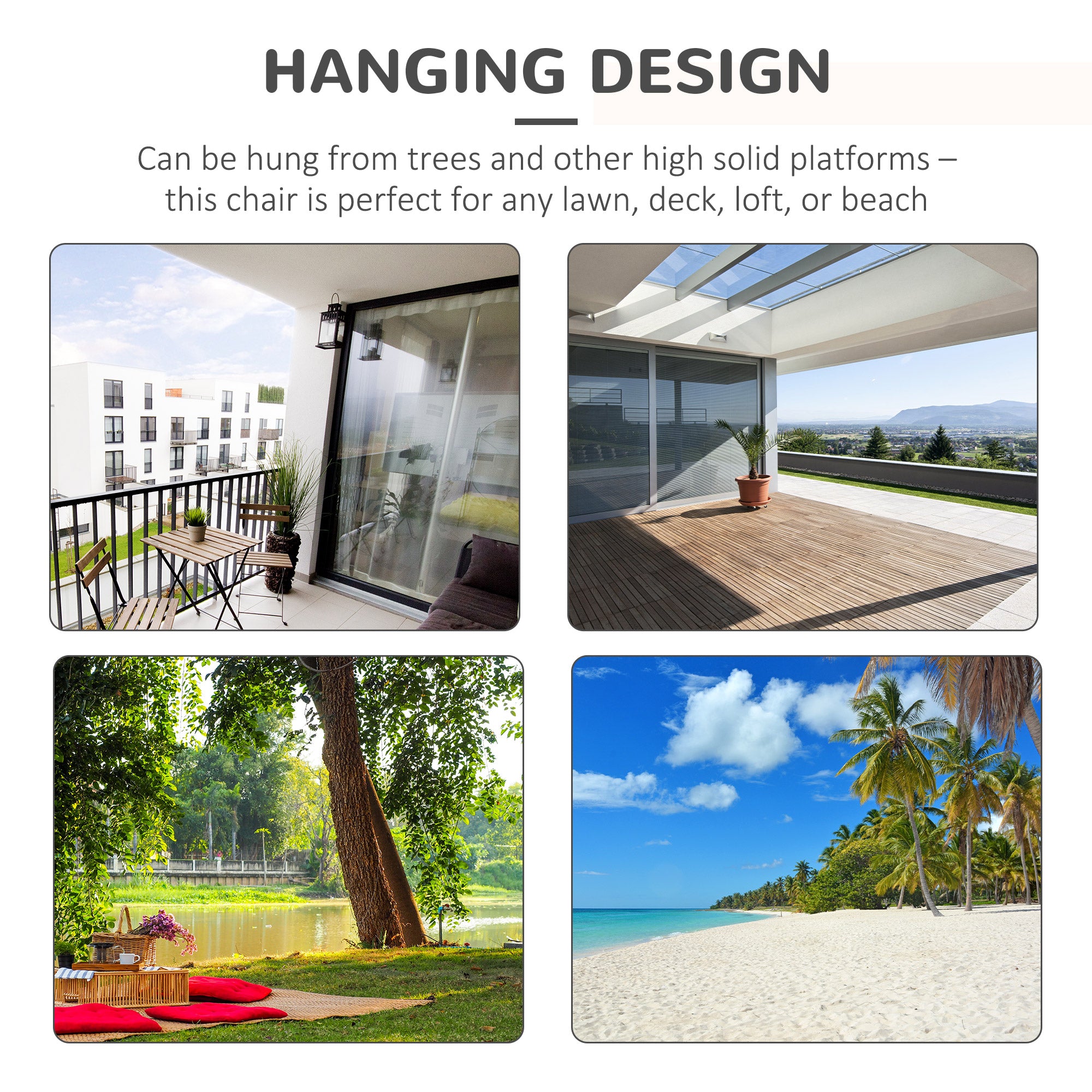 Hammock Chair Swing Hanging Macrame Chair Cotton w/ Two Soft Seat Cushions, for Bedroom Indoor Outdoor Ideal Gift for Kids Lover Birthday Present, Dark Grey