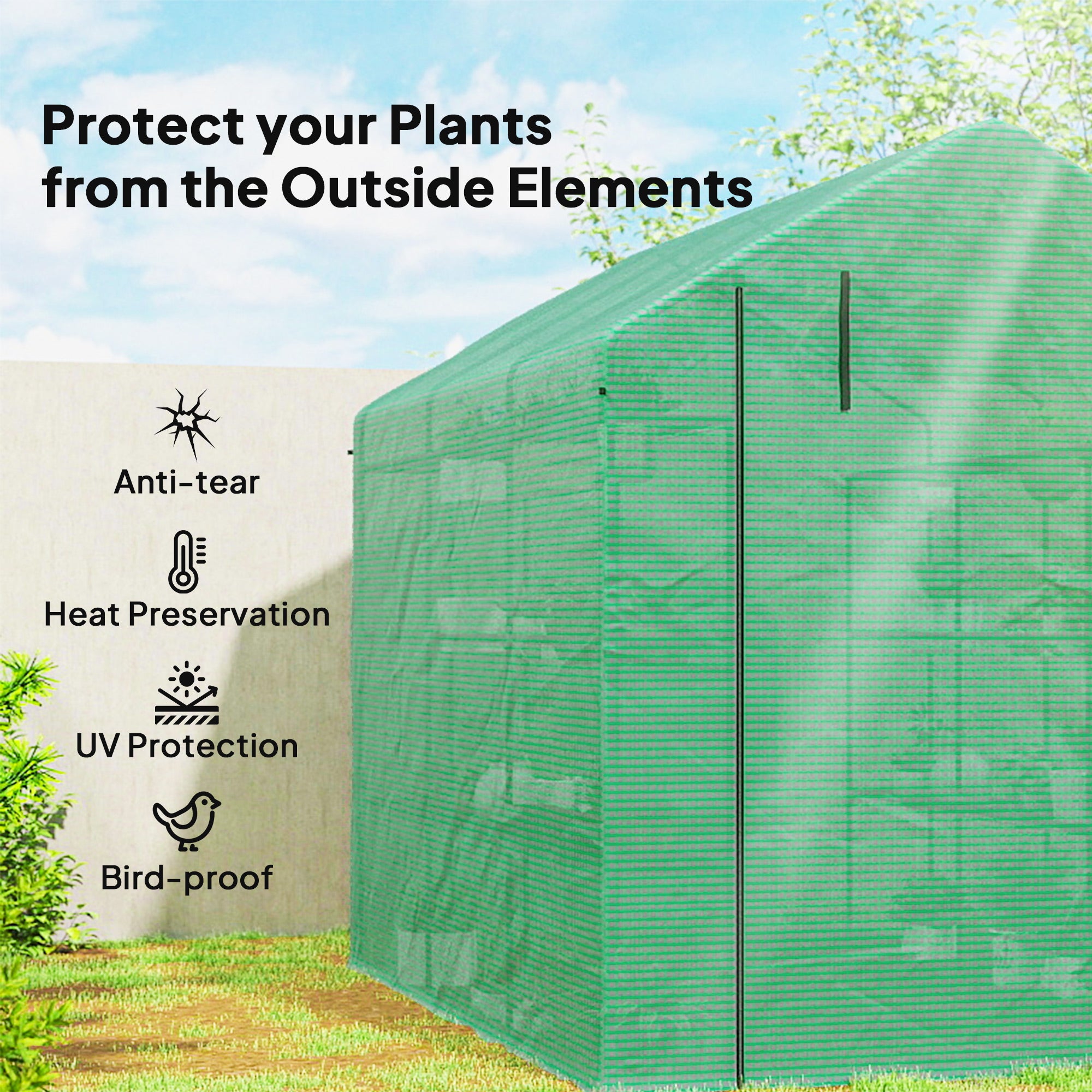 8' x 6' x 7' Portable Walk-In Greenhouse Hot House with 18 Shelves,  Water/UV Resistant Weather Cover, & Roll Up Door