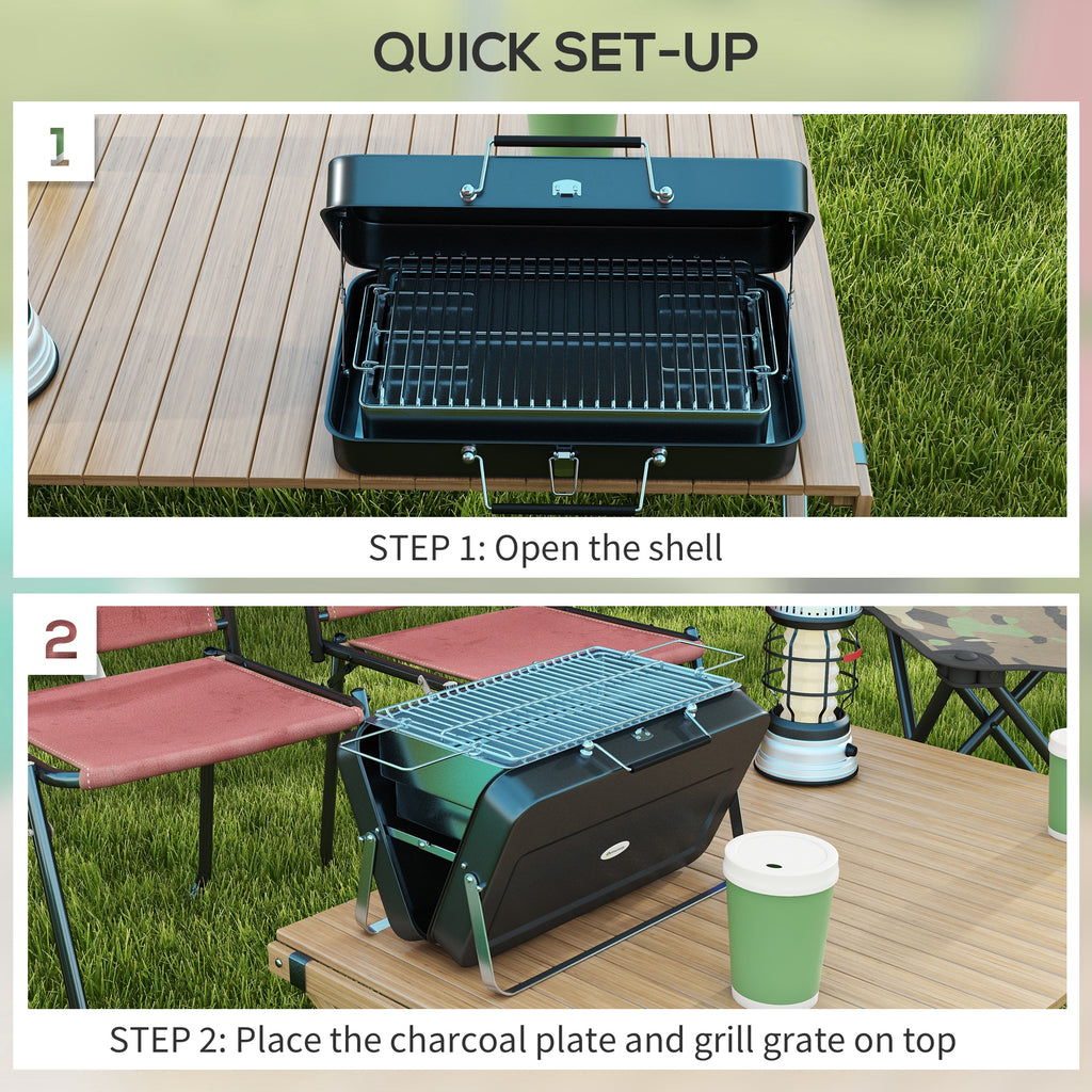 Metal Suitable-Style Portable BBQ Grill - Black