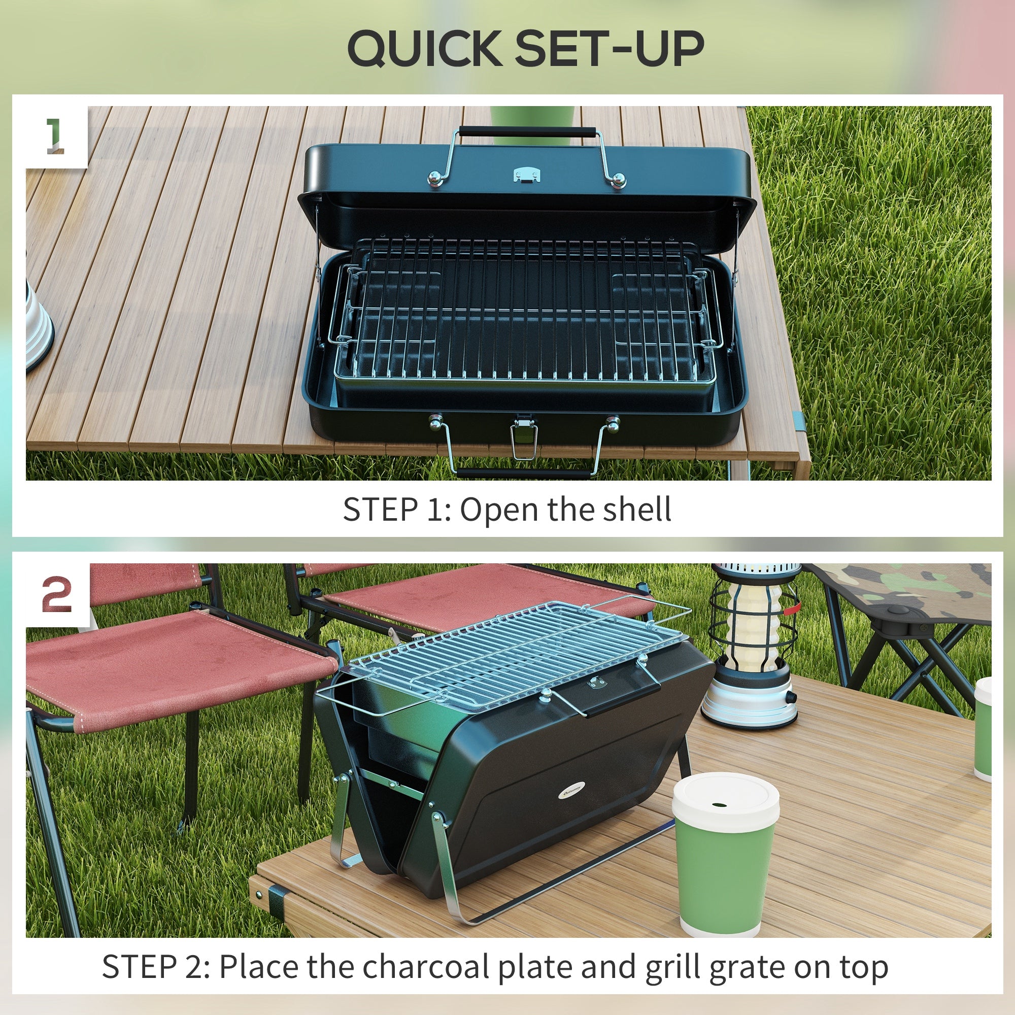 Metal Suitable-Style Portable BBQ Grill - Black