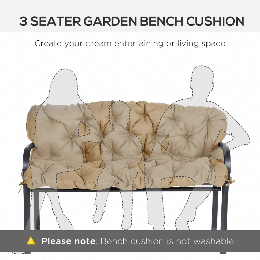 Porch Swing Cushion Garden Bench Cushion with Backrest, Non-Slip 3-Seater Soft Pad, 59.1" x 38.6", Khaki