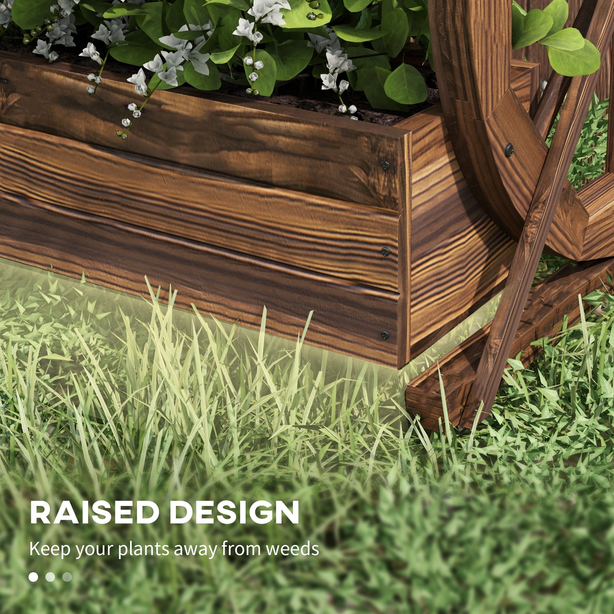 Wooden Wagon Planter Box, 2-Tier Raised Garden Bed, for Vegetables Flowers Herbs