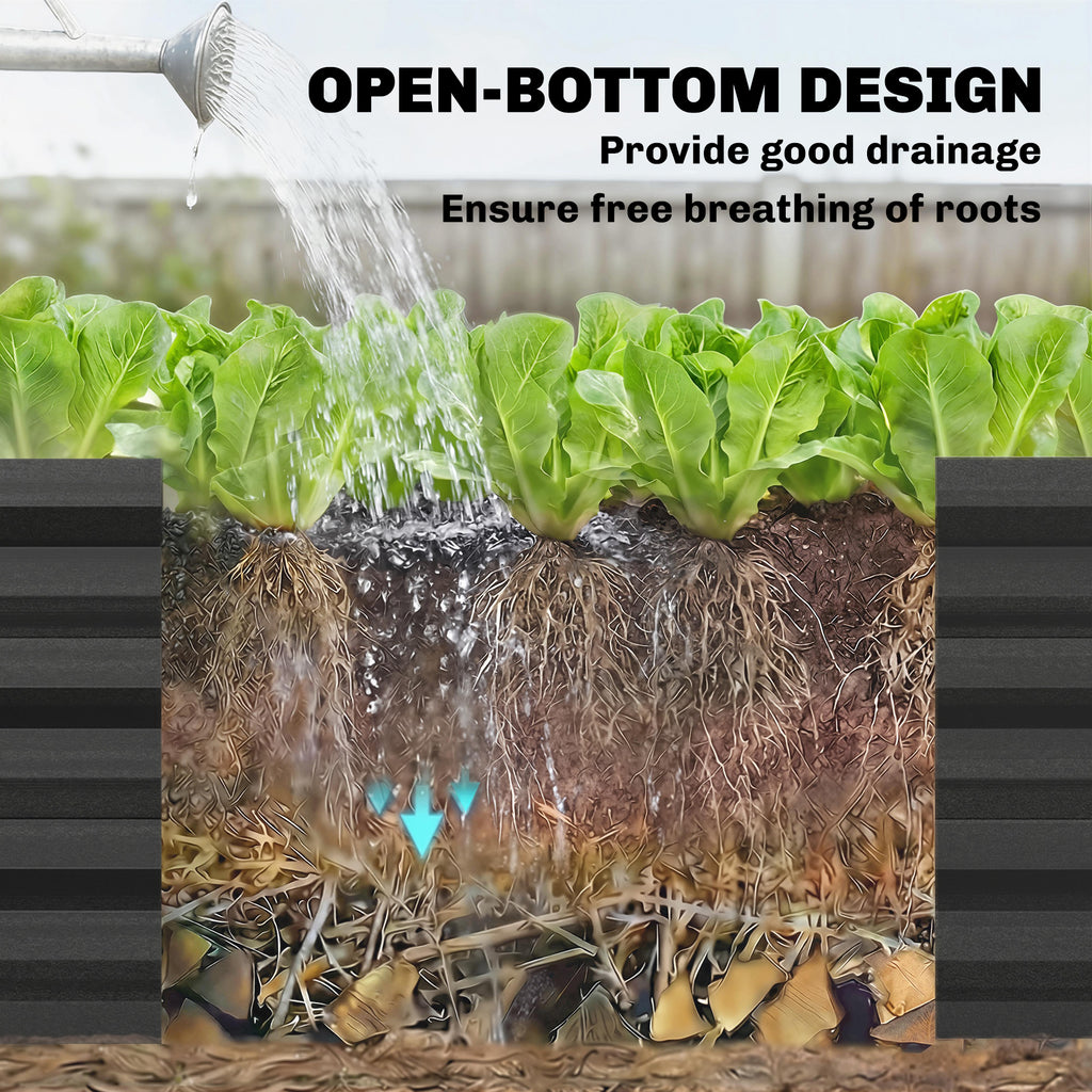 Metal Raised Garden Bed with Trellis, Galvanized Garden Bed Kit Outdoor Garden Box with Trellis, Black