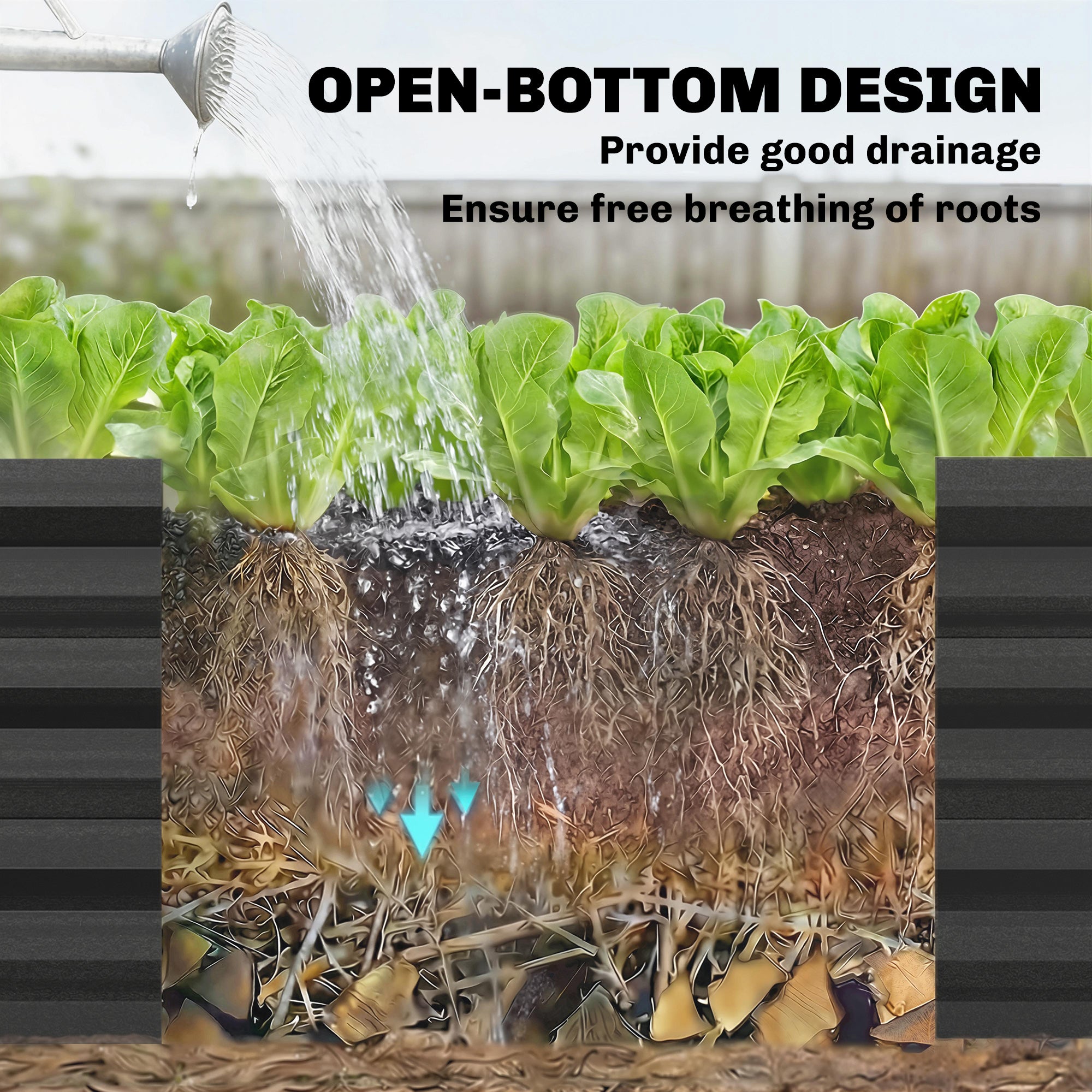 Metal Raised Garden Bed with Trellis, Galvanized Garden Bed Kit Outdoor Garden Box with Trellis, Black