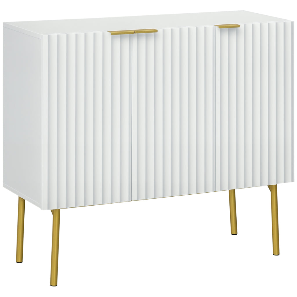 Modern Storage Cabinet Sideboard Buffet Cabinet with Gold Legs for Living Room Dining Room Hallway White