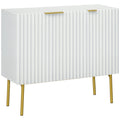 Modern Storage Cabinet Sideboard Buffet Cabinet with Gold Legs for Living Room Dining Room Hallway White