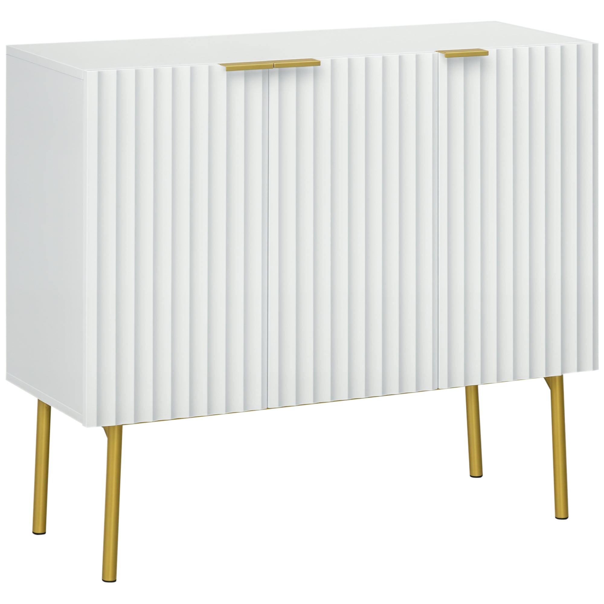 Modern Storage Cabinet Sideboard Buffet Cabinet with Gold Legs for Living Room Dining Room Hallway White