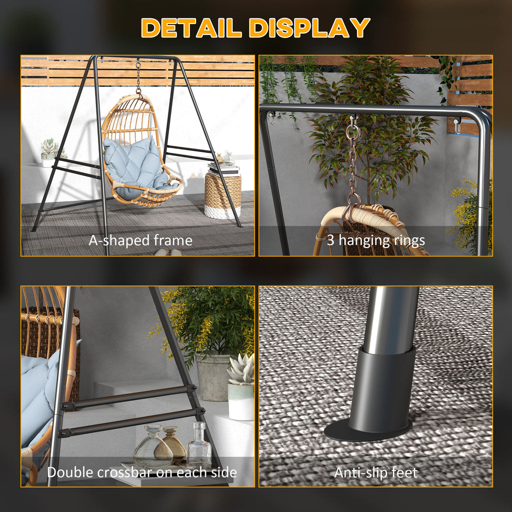 Hammock Chair Stand, Hanging Heavy Duty Metal Frame Hammock Stand for Hanging Hammock Air Porch Swing Chair, Egg Cahir, Indoor & Outdoor Use, 70.1" x 56.3" x 70.9" Black