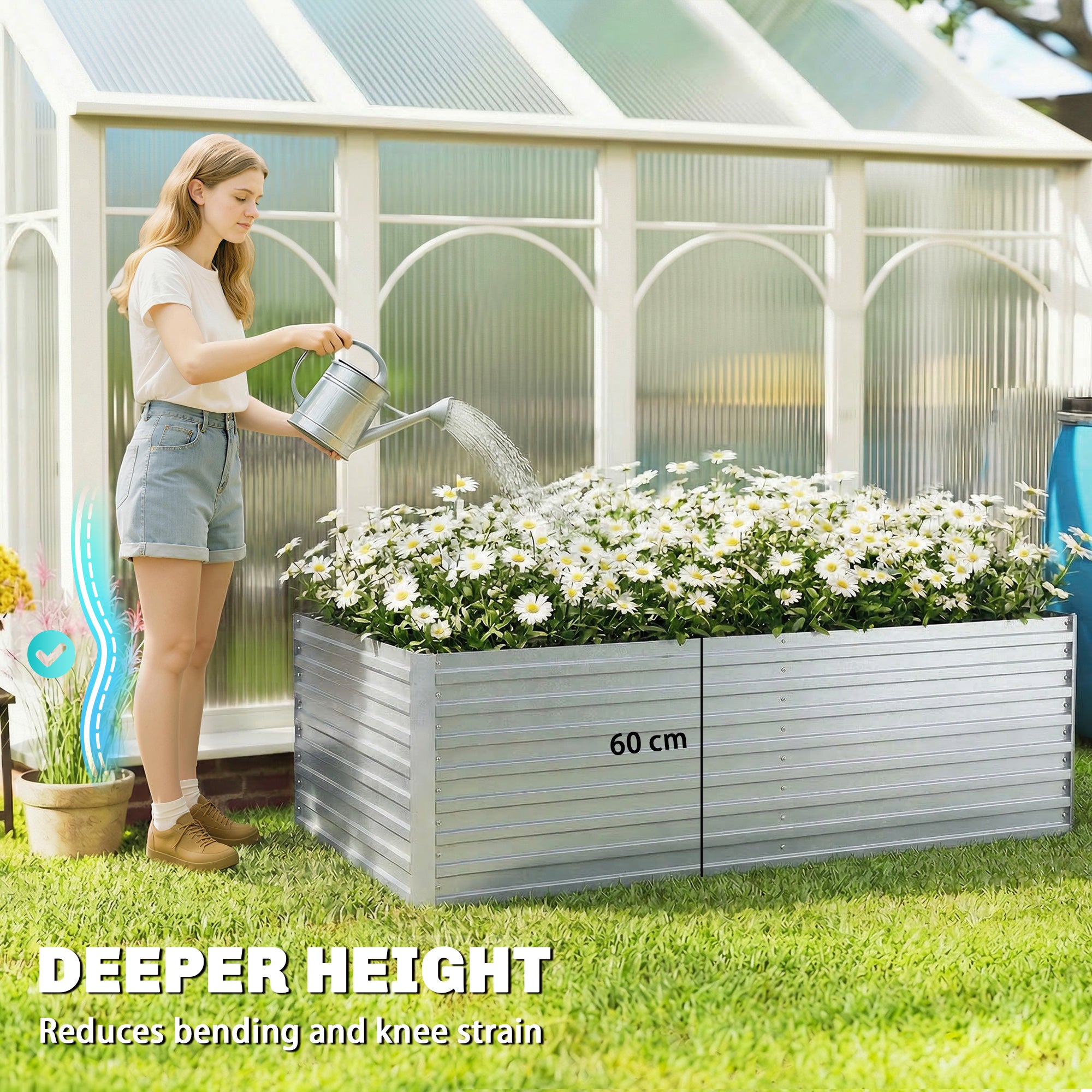6' x 3' x 2' Raised Garden Bed, Set of 2 Galvanized Planter Box for Vegetables, Flowers, Herbs, Silver