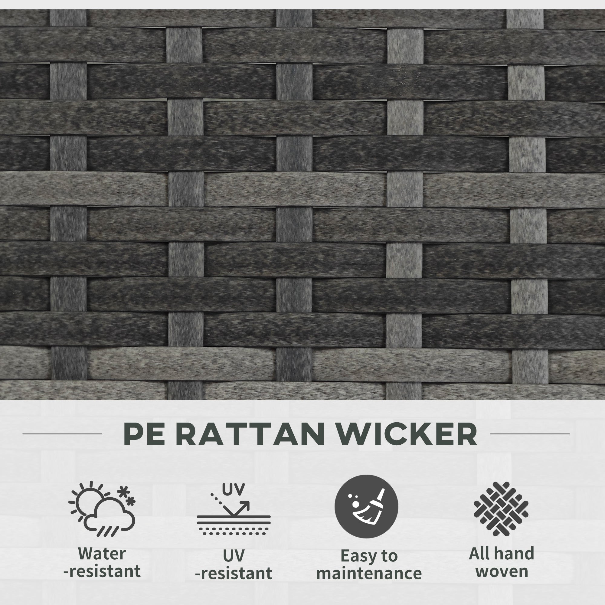 Wicker Raised Garden Bed with Trellis, 42" Tall Outdoor Planter Box, Mixed Grey
