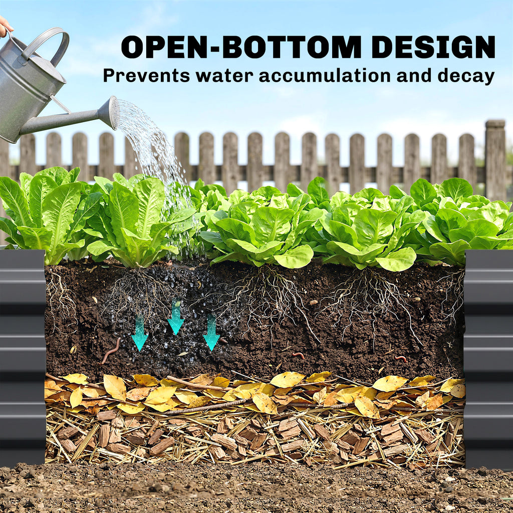 8'x2'x1' Galvanized Raised Bed, Large Elevated Planter Box for Growing Flowers, Herbs and Vegetables, Dark Grey