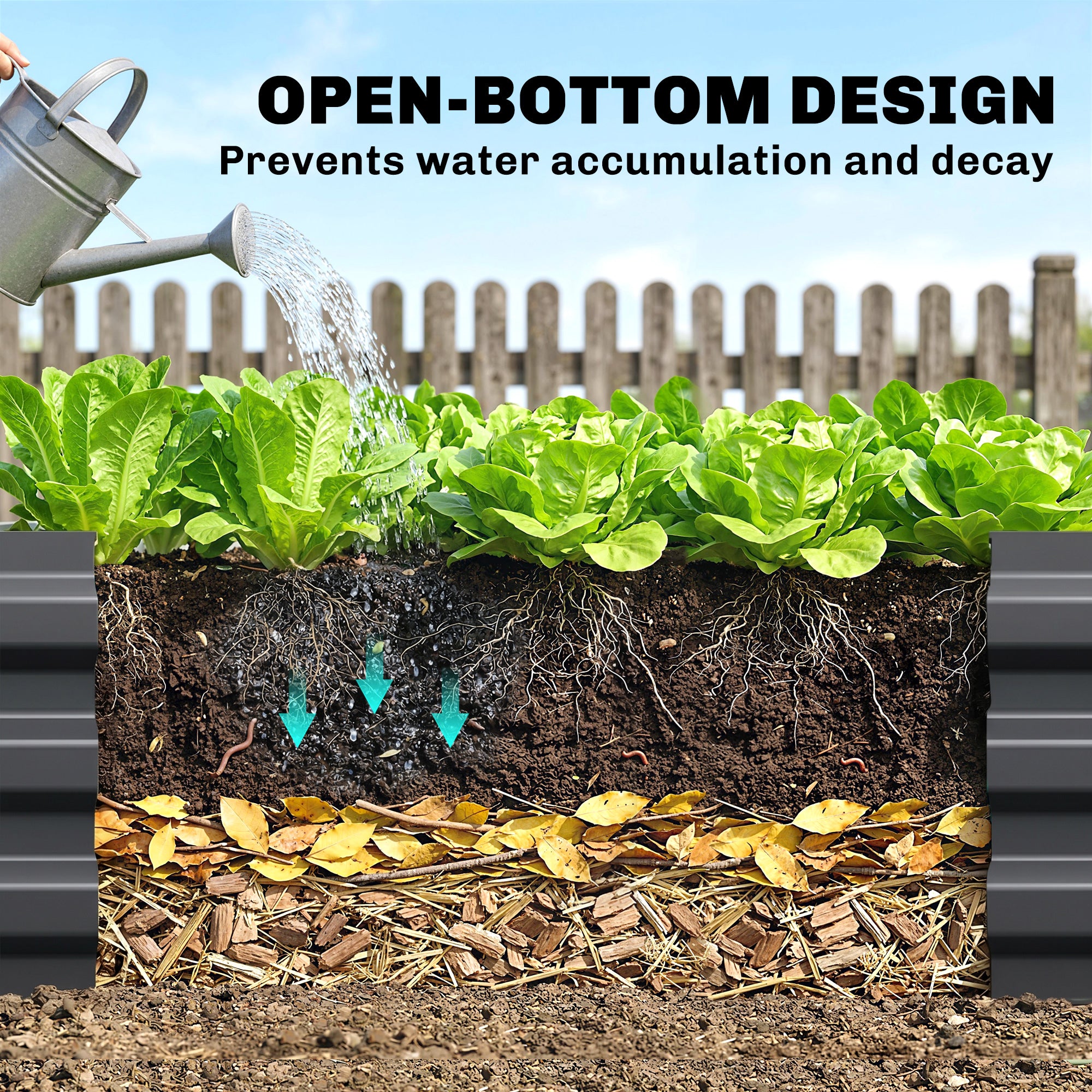 8'x2'x1' Galvanized Raised Bed, Large Elevated Planter Box for Growing Flowers, Herbs and Vegetables, Dark Grey