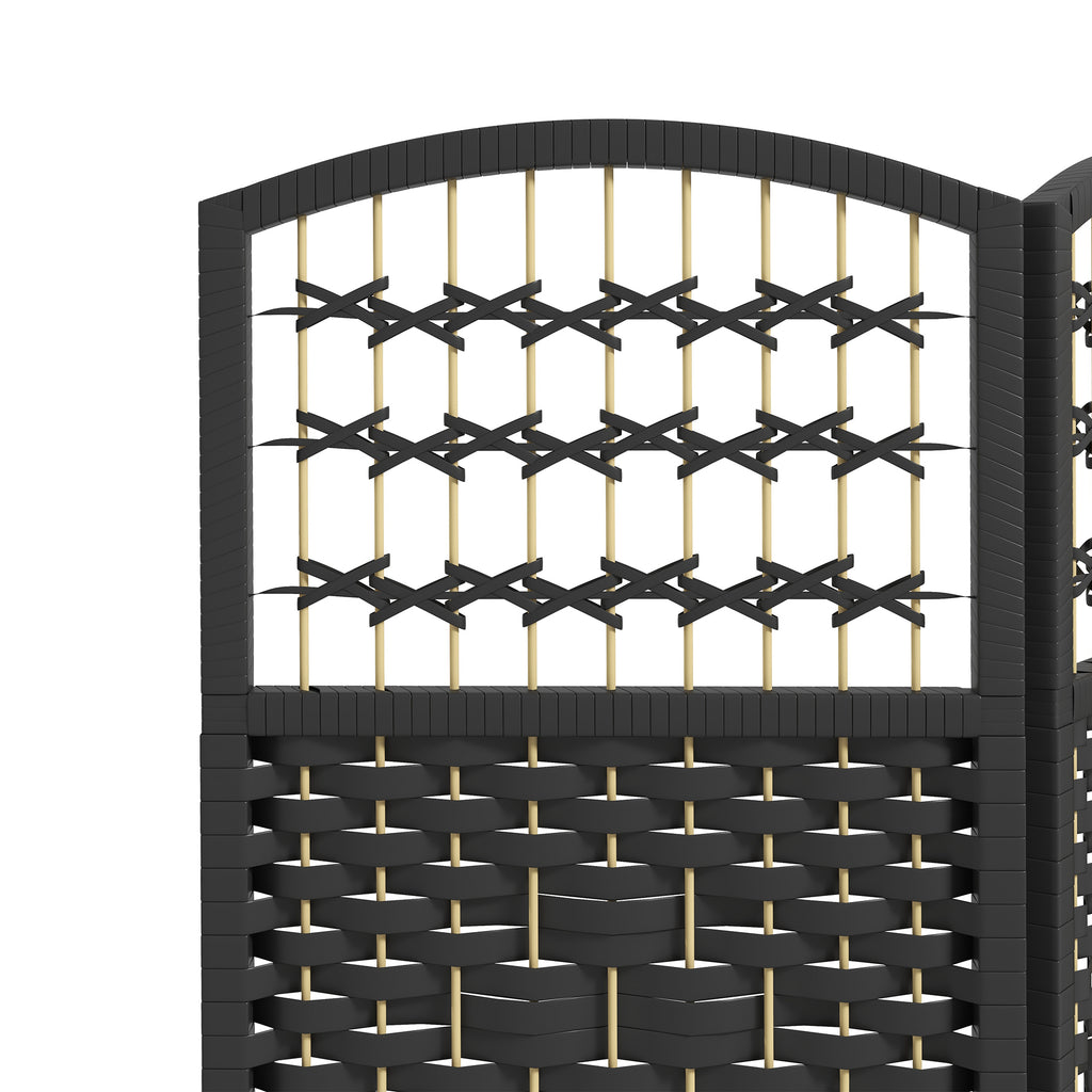 3 Panel Folding Room Divider, Portable Privacy Screen, Wave Fiber Room Partition for Home Office, Black